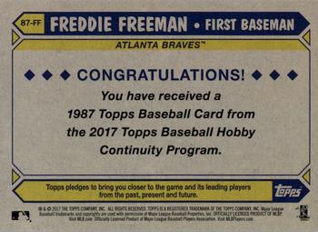 2017 Topps - 1987 Topps Baseball 30th Anniversary Chrome Silver Pack (Series One) #87-FF Freddie Freeman Back