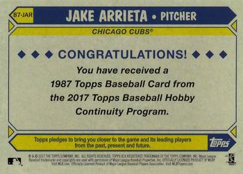 2017 Topps - 1987 Topps Baseball 30th Anniversary Chrome Silver Pack (Series One) #87-JAR Jake Arrieta Back