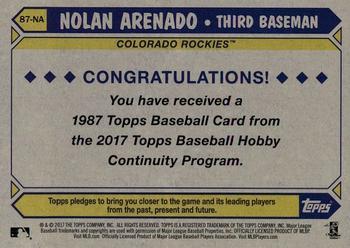 2017 Topps - 1987 Topps Baseball 30th Anniversary Chrome Silver Pack (Series One) #87-NA Nolan Arenado Back