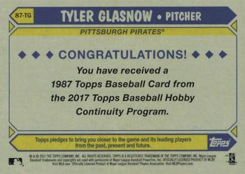 2017 Topps - 1987 Topps Baseball 30th Anniversary Chrome Silver Pack (Series One) #87-TG Tyler Glasnow Back