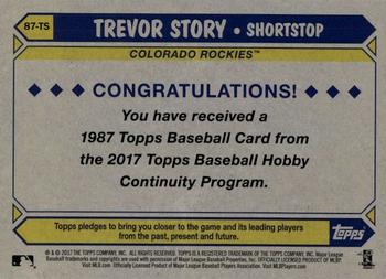 2017 Topps - 1987 Topps Baseball 30th Anniversary Chrome Silver Pack (Series One) #87-TS Trevor Story Back