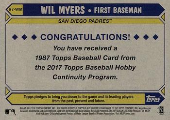 2017 Topps - 1987 Topps Baseball 30th Anniversary Chrome Silver Pack (Series One) #87-WM Wil Myers Back
