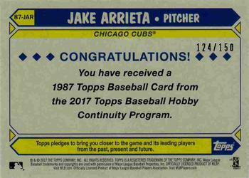 2017 Topps - 1987 Topps Baseball 30th Anniversary Chrome Silver Pack Green Refractor (Series One) #87-JAR Jake Arrieta Back