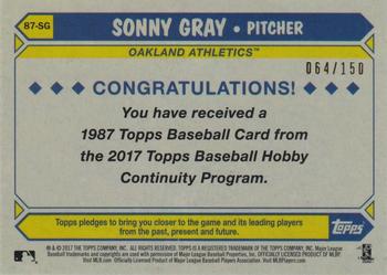 2017 Topps - 1987 Topps Baseball 30th Anniversary Chrome Silver Pack Green Refractor (Series One) #87-SG Sonny Gray Back