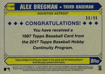2017 Topps - 1987 Topps Baseball 30th Anniversary Chrome Silver Pack Blue Refractor (Series One) #87-ABR Alex Bregman Back