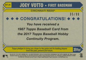 2017 Topps - 1987 Topps Baseball 30th Anniversary Chrome Silver Pack Blue Refractor (Series One) #87-JV Joey Votto Back