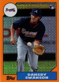 2017 Topps - 1987 Topps Baseball 30th Anniversary Chrome Silver Pack Orange Refractor (Series One) #87-DS Dansby Swanson Front