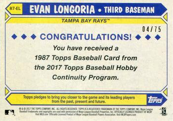 2017 Topps - 1987 Topps Baseball 30th Anniversary Chrome Silver Pack Orange Refractor (Series One) #87-EL Evan Longoria Back