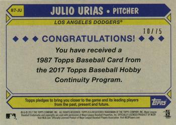 2017 Topps - 1987 Topps Baseball 30th Anniversary Chrome Silver Pack Orange Refractor (Series One) #87-JU Julio Urias Back