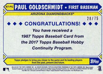 2017 Topps - 1987 Topps Baseball 30th Anniversary Chrome Silver Pack Orange Refractor (Series One) #87-PG Paul Goldschmidt Back