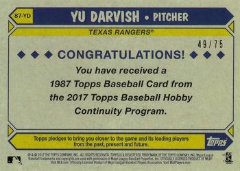 2017 Topps - 1987 Topps Baseball 30th Anniversary Chrome Silver Pack Orange Refractor (Series One) #87-YD Yu Darvish Back