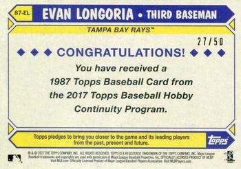 2017 Topps - 1987 Topps Baseball 30th Anniversary Chrome Silver Pack Gold Refractor (Series One) #87-EL Evan Longoria Back