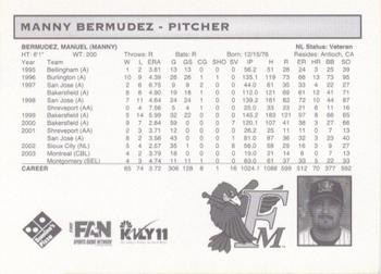 2004 Fargo-Moorhead RedHawks #NNO Manny Bermudez Back