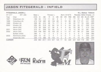2004 Fargo-Moorhead RedHawks #NNO Jason Fitzgerald Back