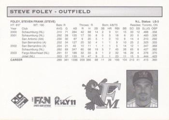 2004 Fargo-Moorhead RedHawks #NNO Steve Foley Back