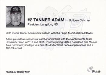 2011 Fargo-Moorhead RedHawks #NNO Tanner Adam Back