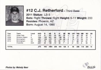 2011 Fargo-Moorhead RedHawks #NNO C.J. Retherford Back