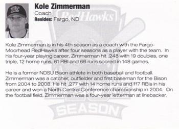 2015 Fargo-Moorhead RedHawks #NNO Kole Zimmerman Back