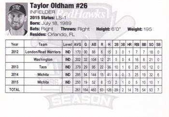 2015 Fargo-Moorhead RedHawks #NNO Taylor Oldham Back