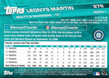 2017 Topps - 65th Stamp #279 Leonys Martin Back