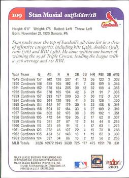 2001 Fleer Greats of the Game #109 Stan Musial Back