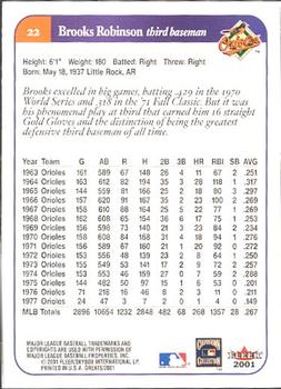 2001 Fleer Greats of the Game #22 Brooks Robinson Back