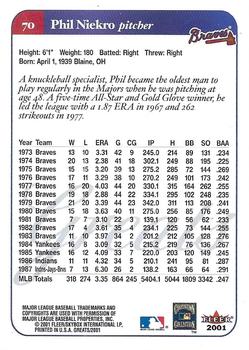 2001 Fleer Greats of the Game #70 Phil Niekro Back