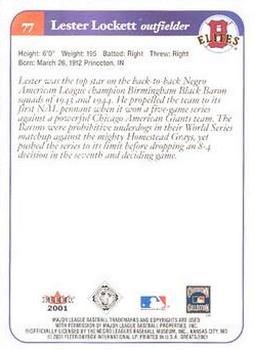 2001 Fleer Greats of the Game #77 Lester Lockett Back