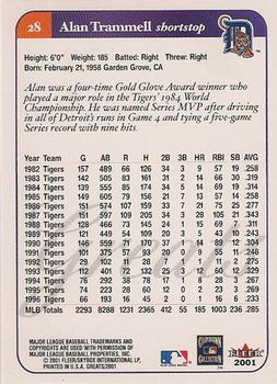 2001 Fleer Greats of the Game #28 Alan Trammell Back
