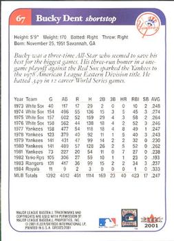 2001 Fleer Greats of the Game #67 Bucky Dent Back