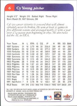 2001 Fleer Greats of the Game #6 Cy Young Back