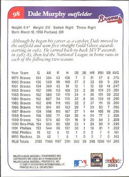 2001 Fleer Greats of the Game #98 Dale Murphy Back
