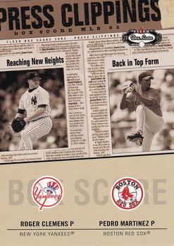 2003 Fleer Box Score - Press Clippings Dual #9 PCD Roger Clemens / Pedro Martinez Front