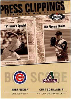 2003 Fleer Box Score - Press Clippings Dual #10 PCD Mark Prior / Curt Schilling Front