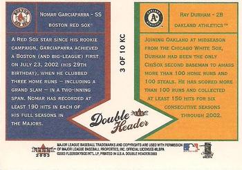 2003 Fleer Double Header - Keystone Combinations #3 KC Nomar Garciaparra / Ray Durham Back