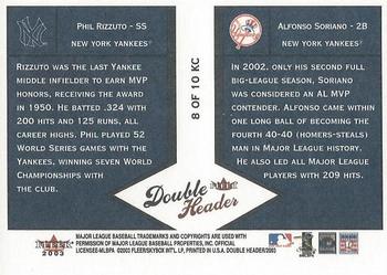 2003 Fleer Double Header - Keystone Combinations #8 KC Phil Rizzuto / Alfonso Soriano Back