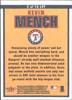 2003 Fleer Double Header - Let's Play Too #2 LPT Kevin Mench Back
