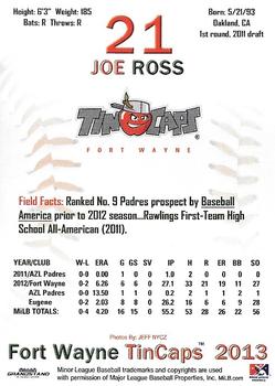 2013 Grandstand Fort Wayne TinCaps #NNO Joe Ross Back