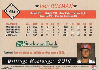 2013 Grandstand Billings Mustangs #NNO Jose Guzman Back