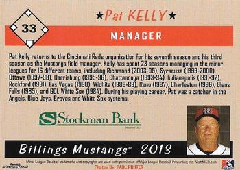 2013 Grandstand Billings Mustangs #NNO Pat Kelly Back