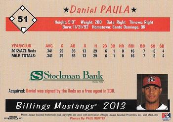 2013 Grandstand Billings Mustangs #NNO Daniel Paula Back