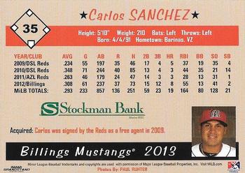 2013 Grandstand Billings Mustangs #NNO Carlos Sanchez Back