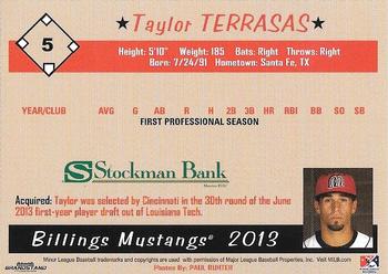 2013 Grandstand Billings Mustangs #NNO Taylor Terrasas Back