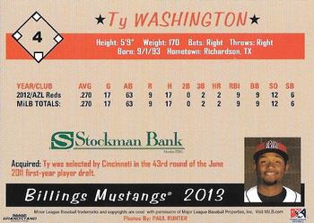 2013 Grandstand Billings Mustangs #NNO Ty Washington Back