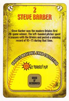 2004 Maryland Lottery Baltimore Orioles #2 Steve Barber Back