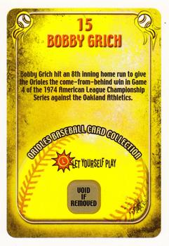 2004 Maryland Lottery Baltimore Orioles #15 Bobby Grich Back