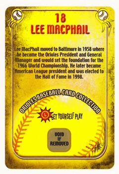 2004 Maryland Lottery Baltimore Orioles #18 Lee MacPhail Back