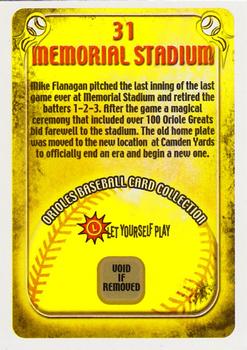 2004 Maryland Lottery Baltimore Orioles #31 Memorial Stadium Back