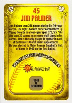 2004 Maryland Lottery Baltimore Orioles #45 Jim Palmer Back