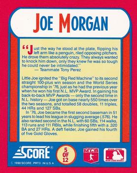 1990 Score 100 Superstars - The MVPs #5 Joe Morgan Back